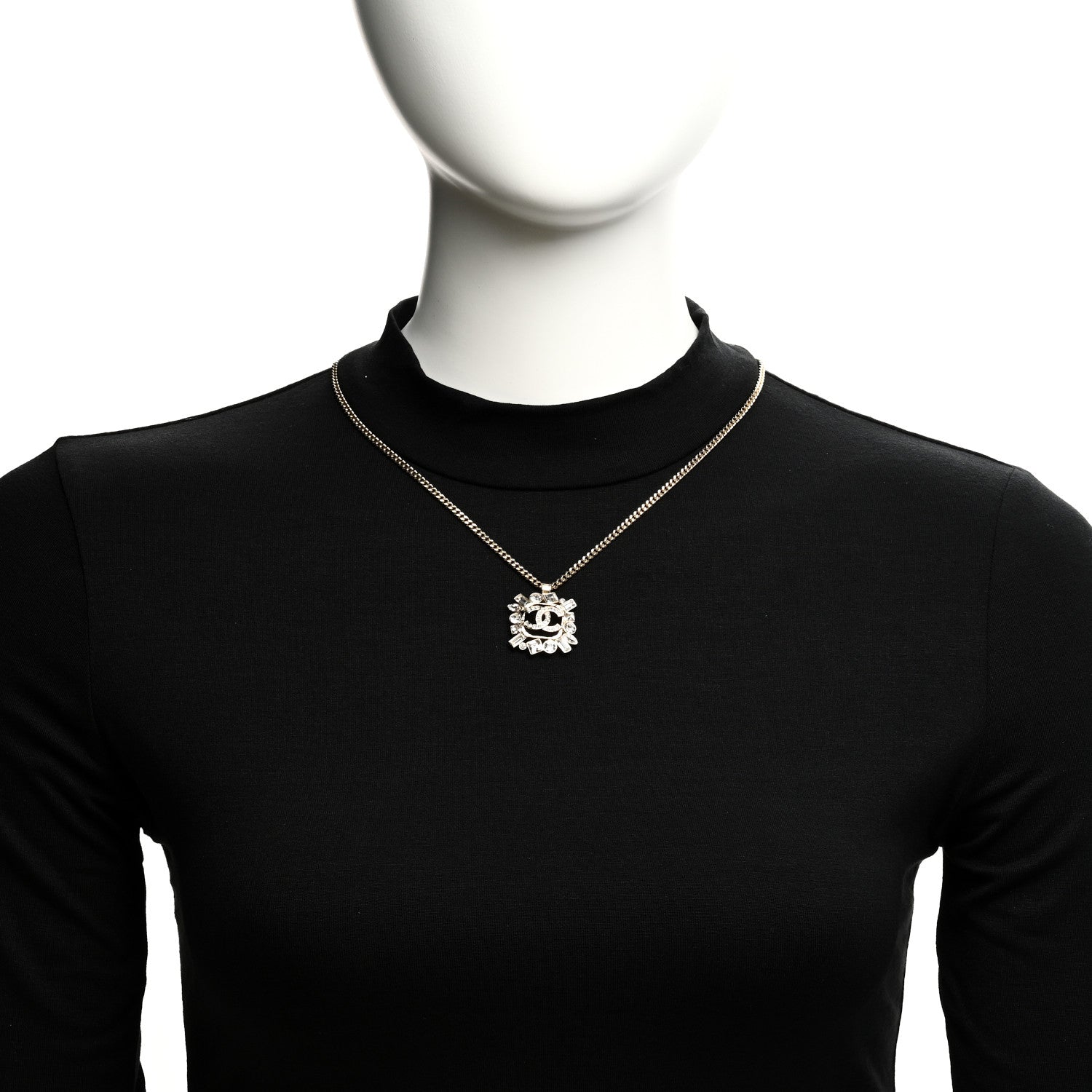 Chanel Crystal Baguette CC Necklace Gold 2 of 5