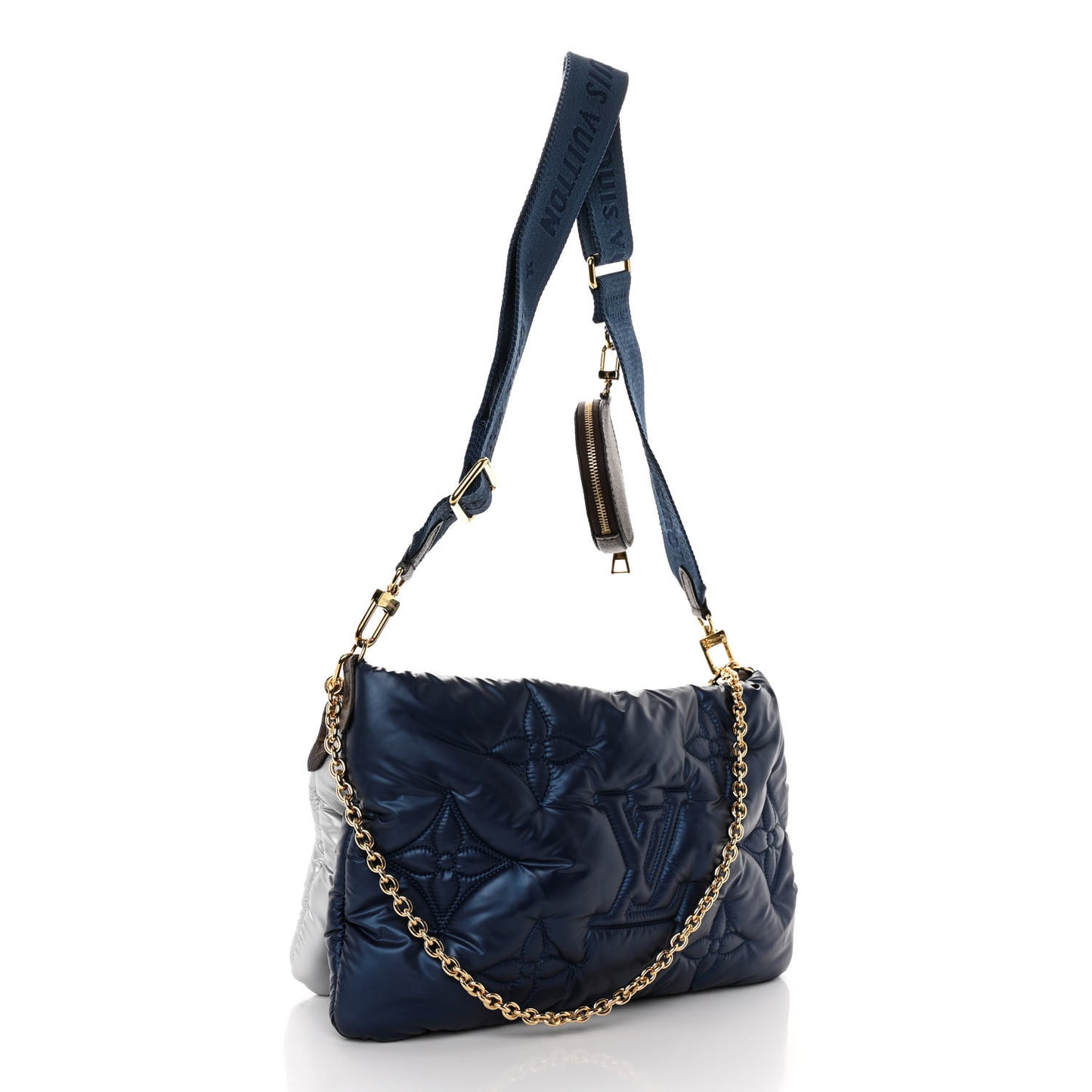 Econyl Monogram Pillow Maxi Multi Pochette Accessories Navy Silver