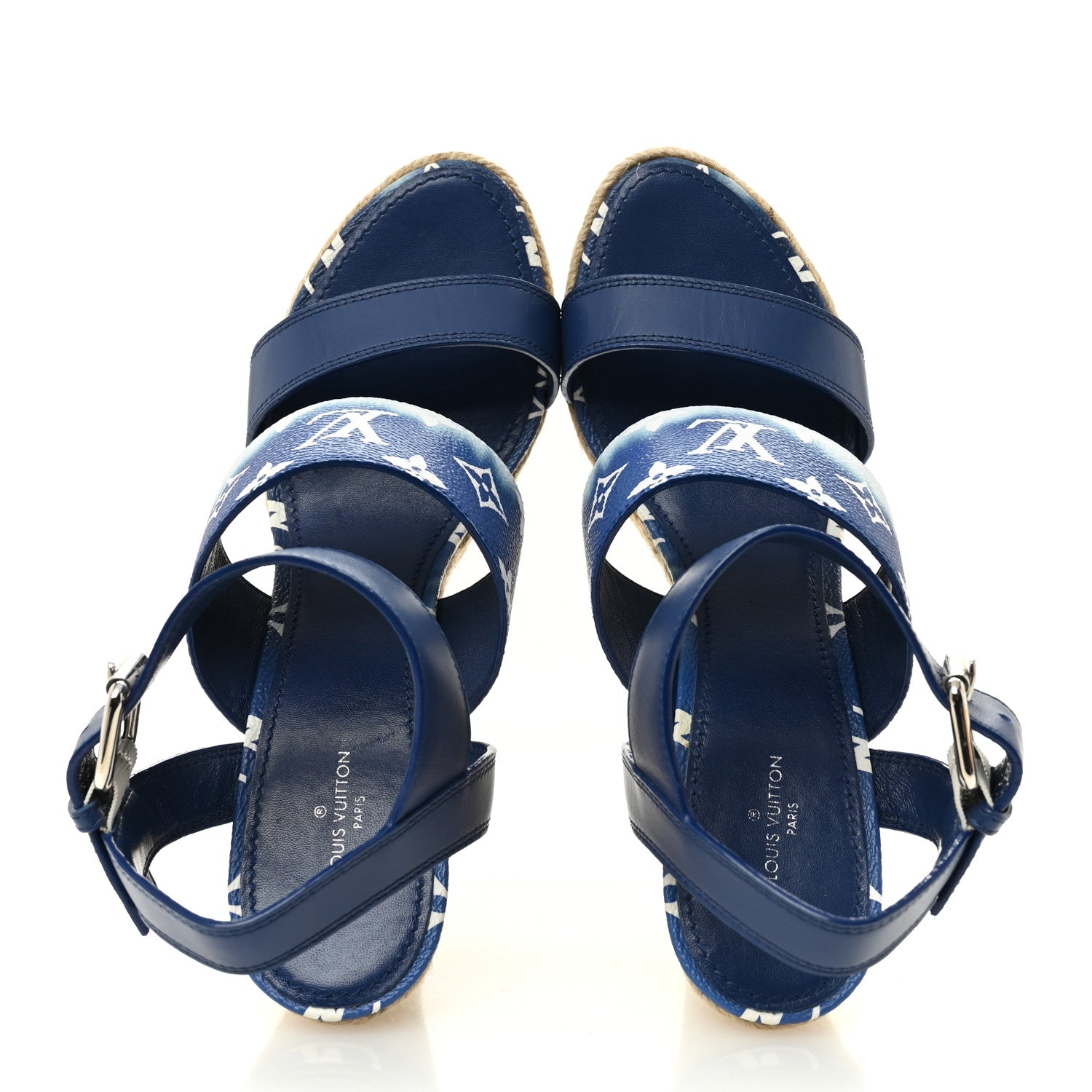 Louis Vuitton Monogram Escale Starboard Wedge Sandal 40 Blue 2 of 11