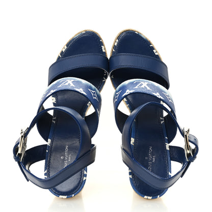 Louis Vuitton Monogram Escale Starboard Wedge Sandal 40 Blue 2 of 11
