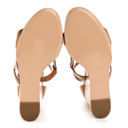 Hermes Nappa Brisbane Wedge Sandals 39 Naturel 6 of 10