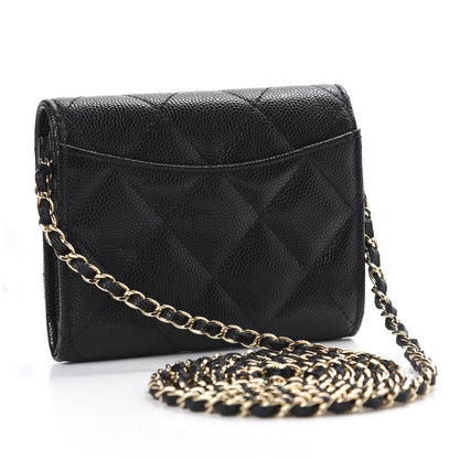 Chanel Caviar Quilted Flap Card Holder On Chain Black 3 of 12
