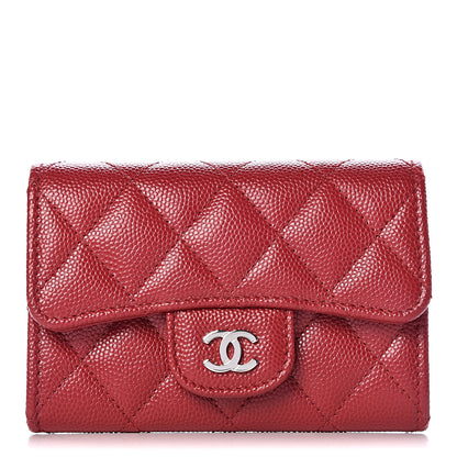 Chanel Caviar Quilted Flap Card Holder Wallet Red 1 of 9