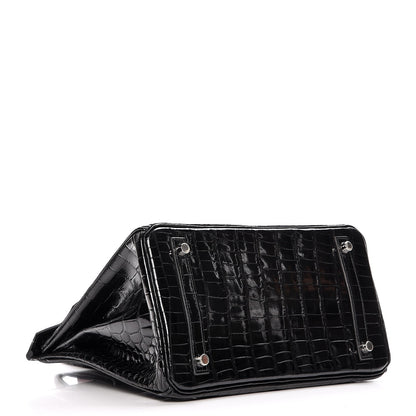 Hermes Shiny Porosus Crocodile Birkin 30 Black 5 of 38