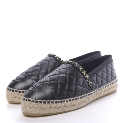 Chanel Lambskin Quilted CC Chain Espadrilles 39 Black 3 of 8