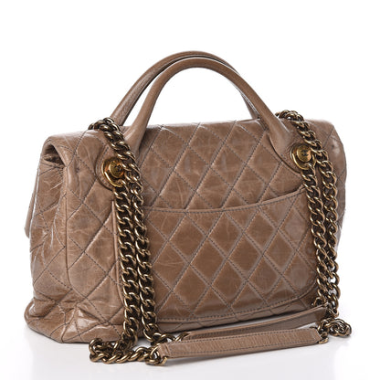 Chanel Glazed Calfskin Castle Rock Medium Flap Dark Beige 3 of 11