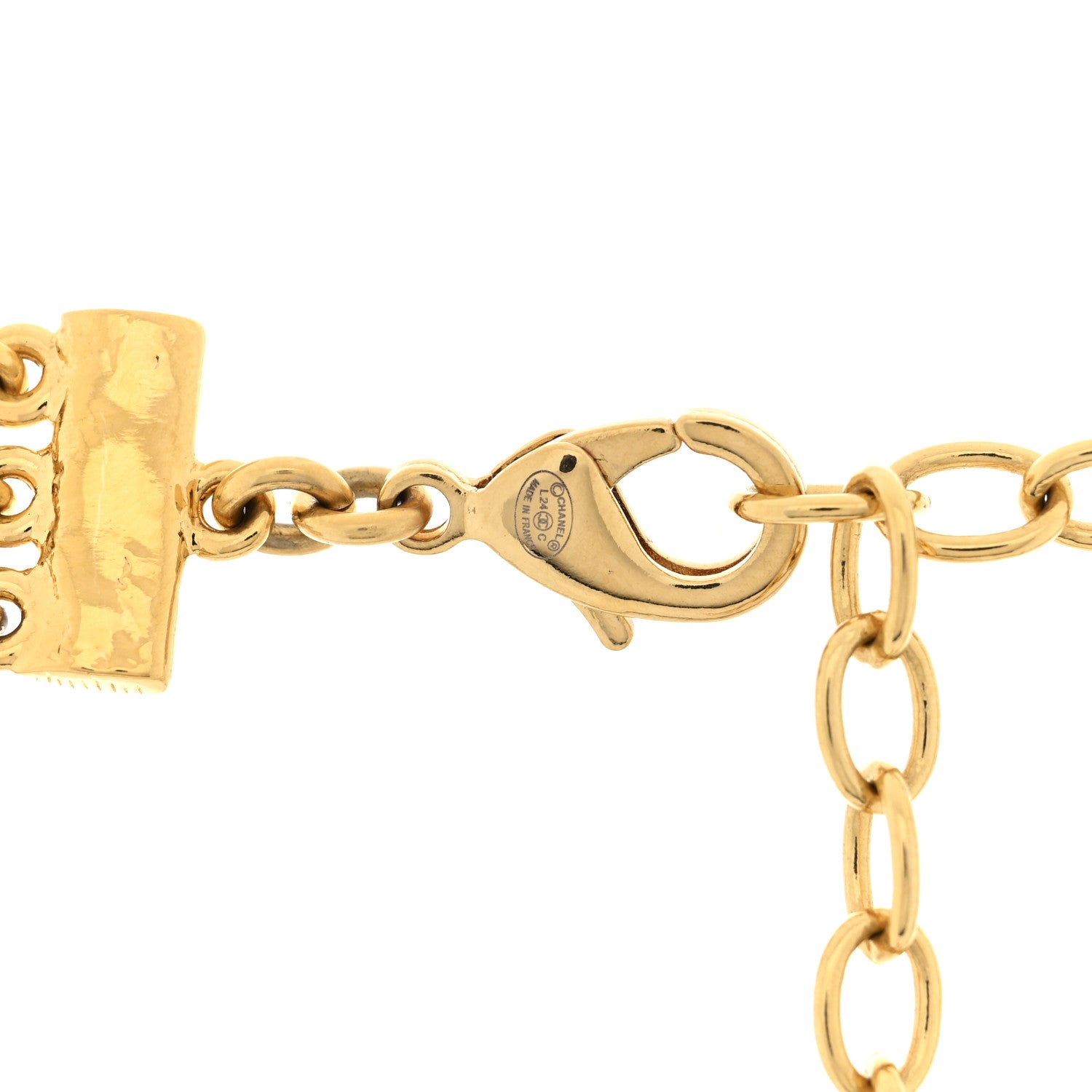 Chanel Metal Enamel Disc CC Multi 3 Strand Necklace Gold Black 4 of 4