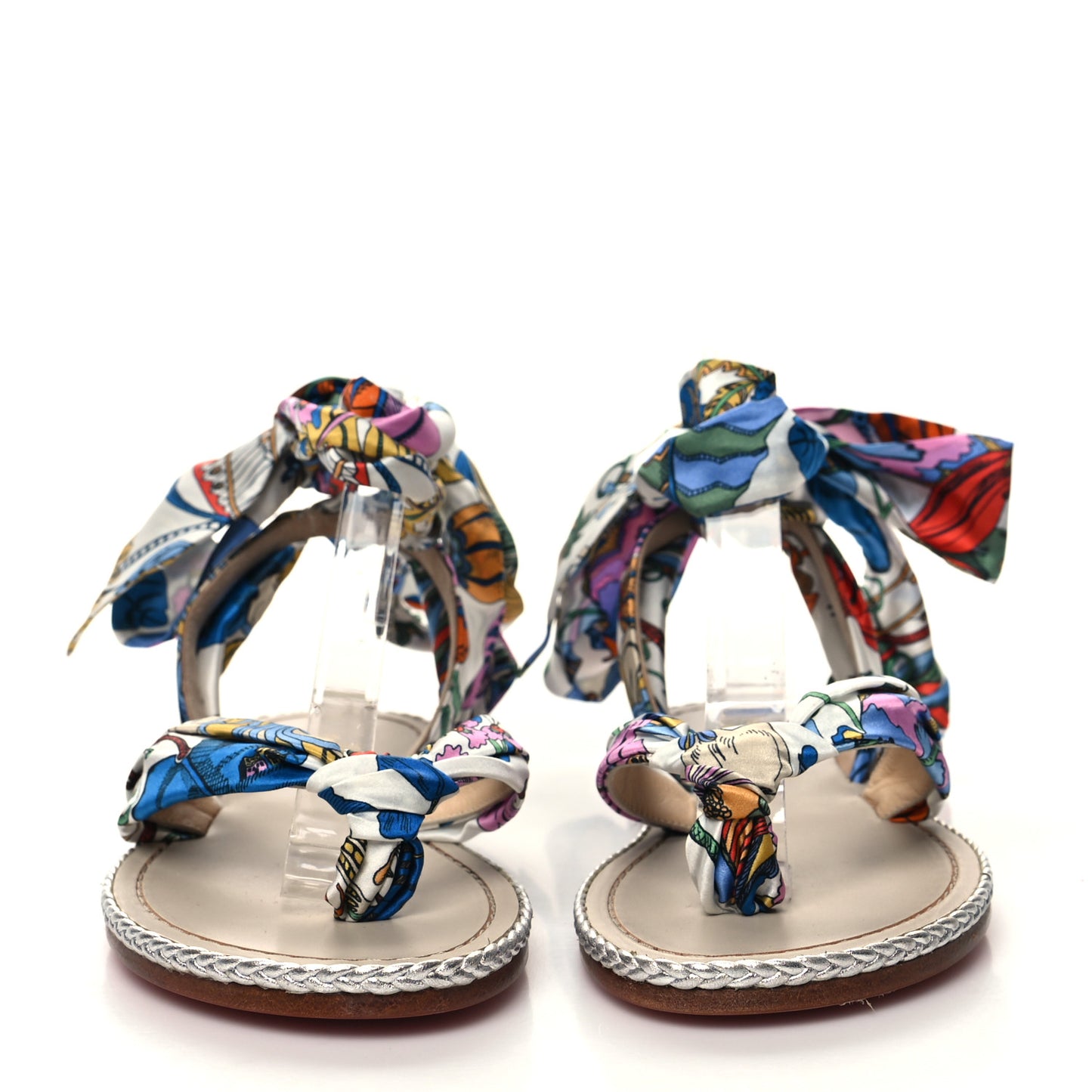 Nappa Crepe Satin Spetsos Flat Sandals 37 Multicolor
