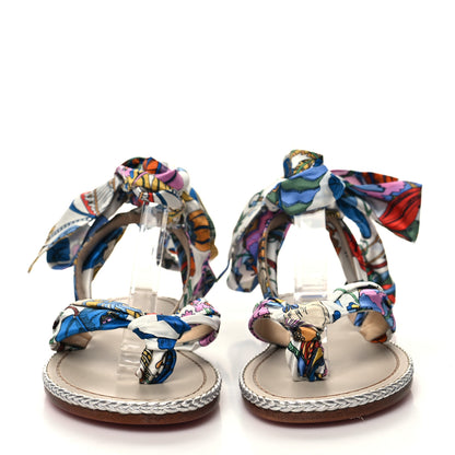 Christian Louboutin Nappa Crepe Satin Spetsos Flat Sandals 37 Multicolor 2 of 7