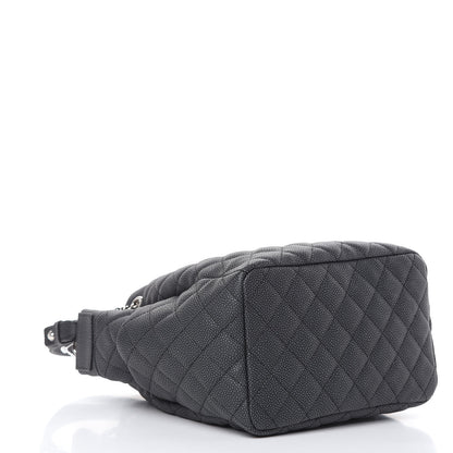 Chanel Caviar Flat Quilted CC Chain Bucket Drawstring Bag Black 4 of 10