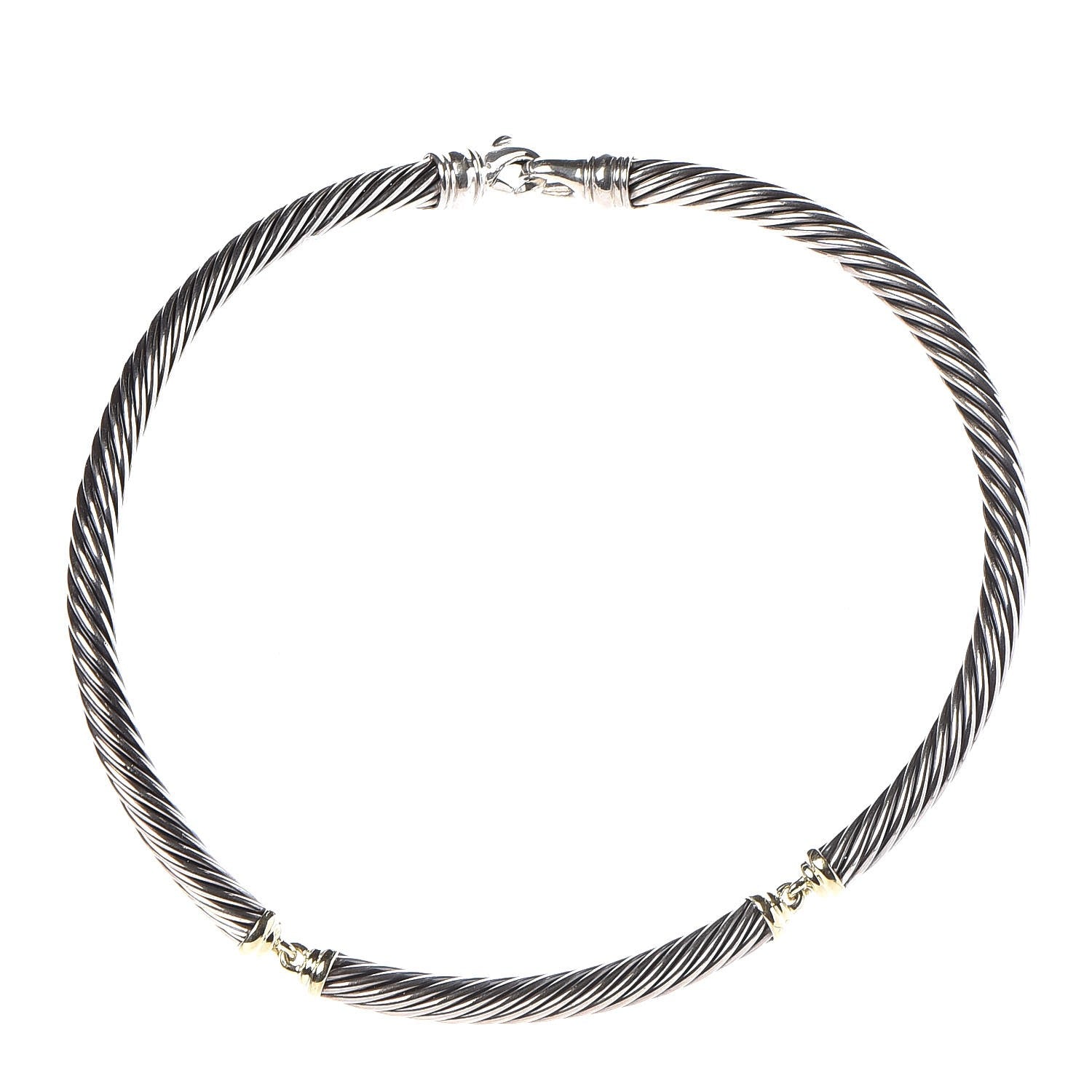 David Yurman Sterling Silver 14K Gold Cable Choker 7mm Necklace 1 of 11