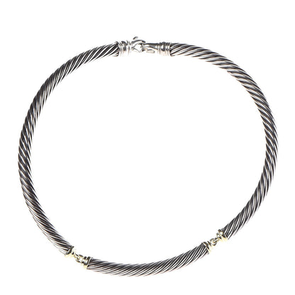 David Yurman Sterling Silver 14K Gold Cable Choker 7mm Necklace 1 of 11
