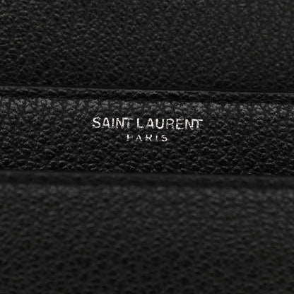 Saint Laurent Grained Calfskin Medium Monogram Sunset Satchel Black 5 of 9