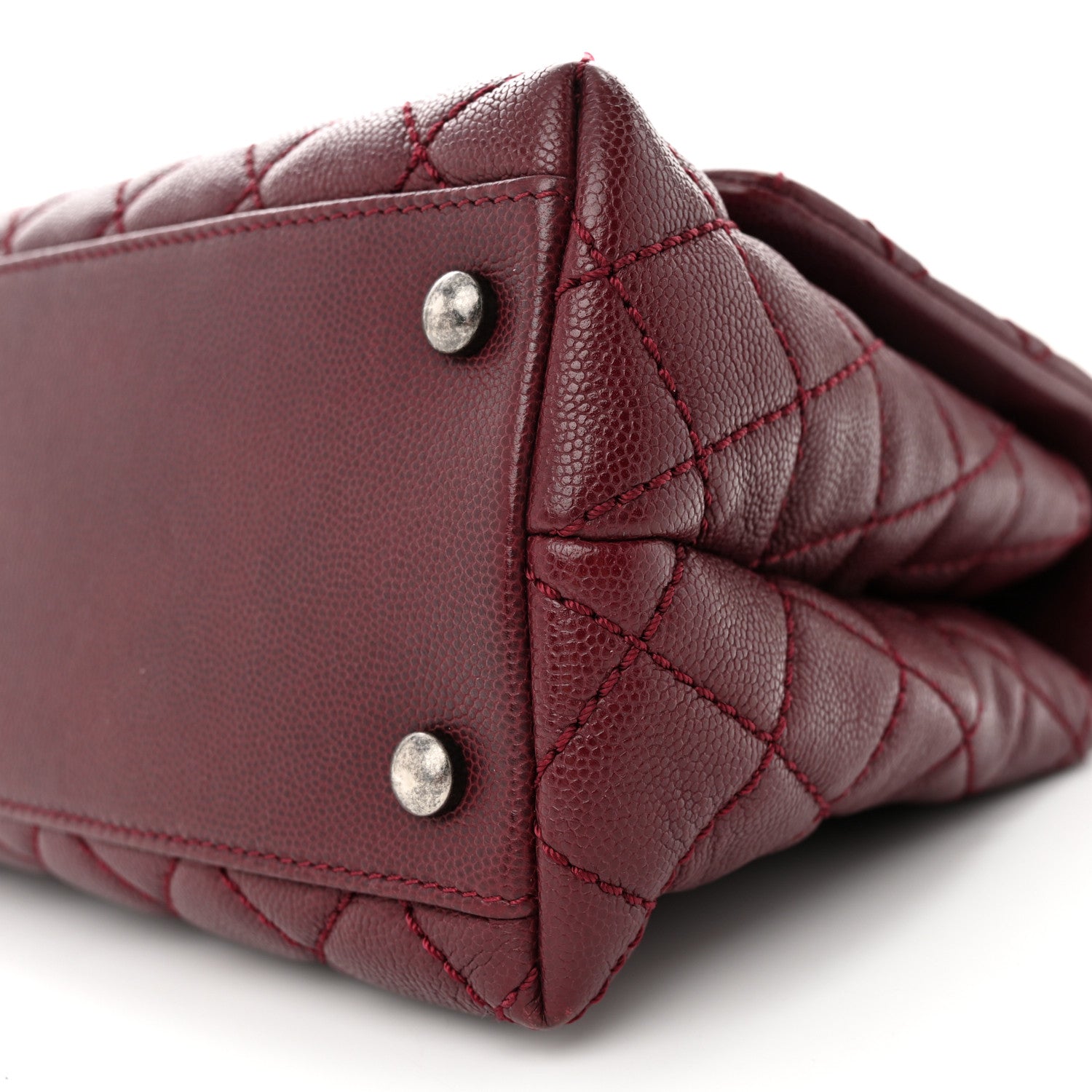 Chanel Caviar Quilted Small Coco Handle Flap Burgundy 10 of 12