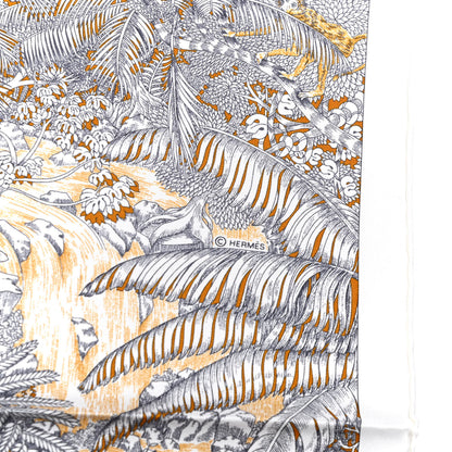 Hermes Silk Faubourg Tropical Scarf 90 Sepia White Caramel 3 of 6
