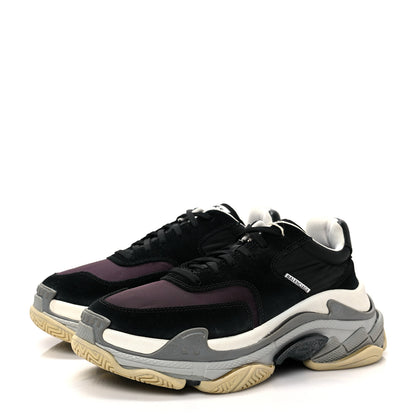 Balenciaga Nylon Suede Mens Triple S 2.0 Sneakers 40 Black Bordeaux 3 of 7