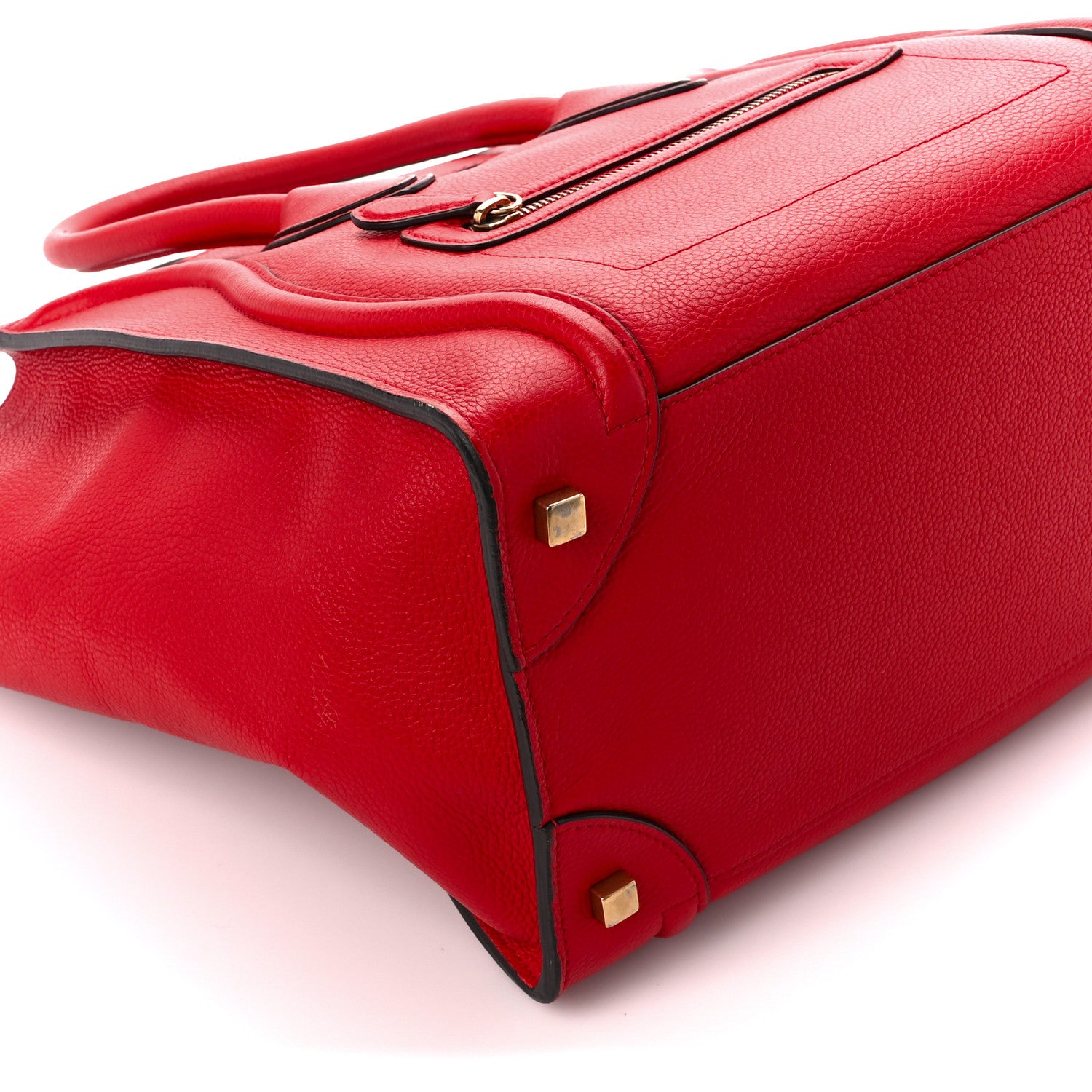 Celine Drummed Calfskin Mini Luggage Coquelicot 10 of 12