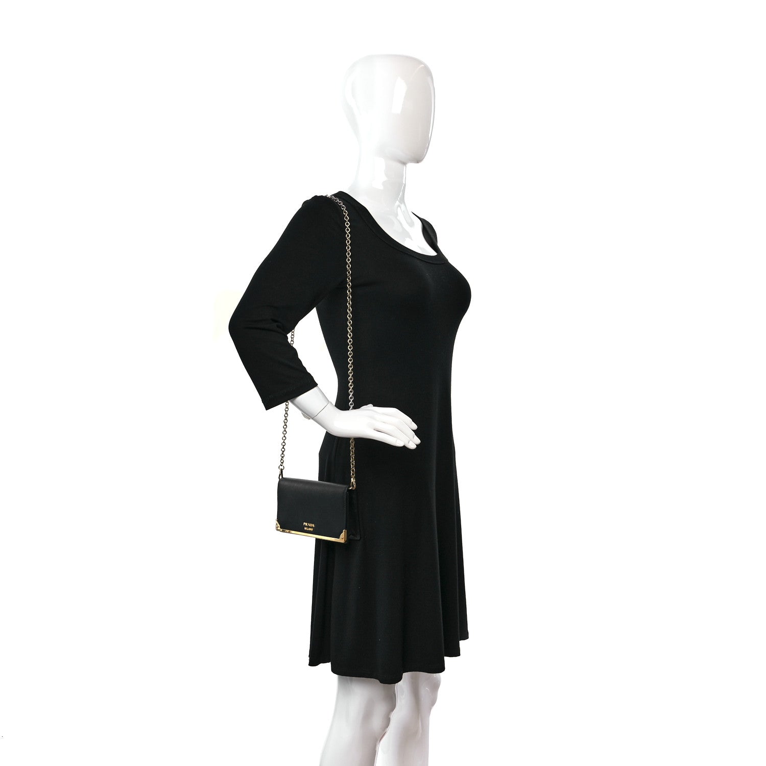 Prada Saffiano Mini Cahier Crossbody Bag Black 2 of 8