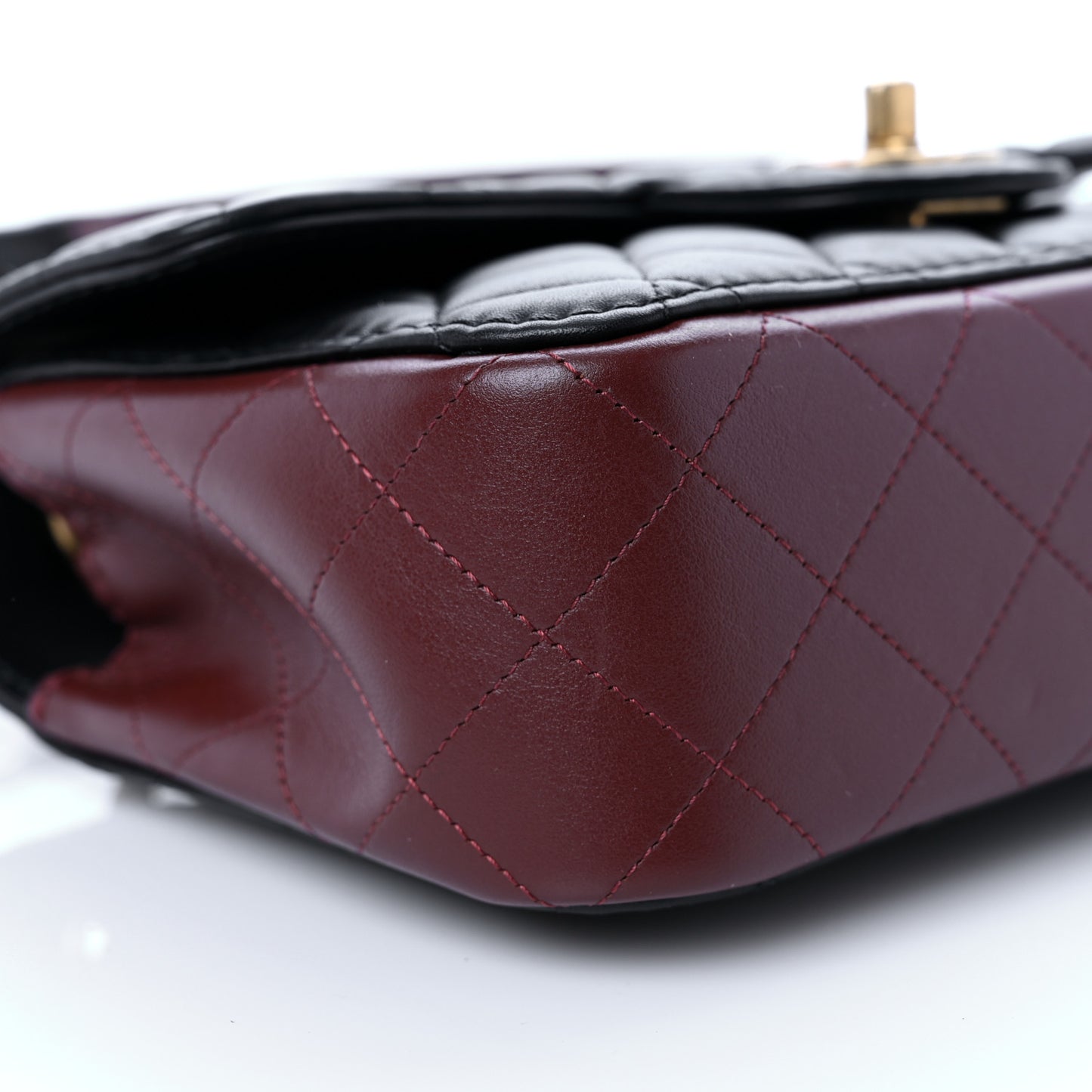 Calfskin Quilted Small Strap Into Flap Bag Black Brown