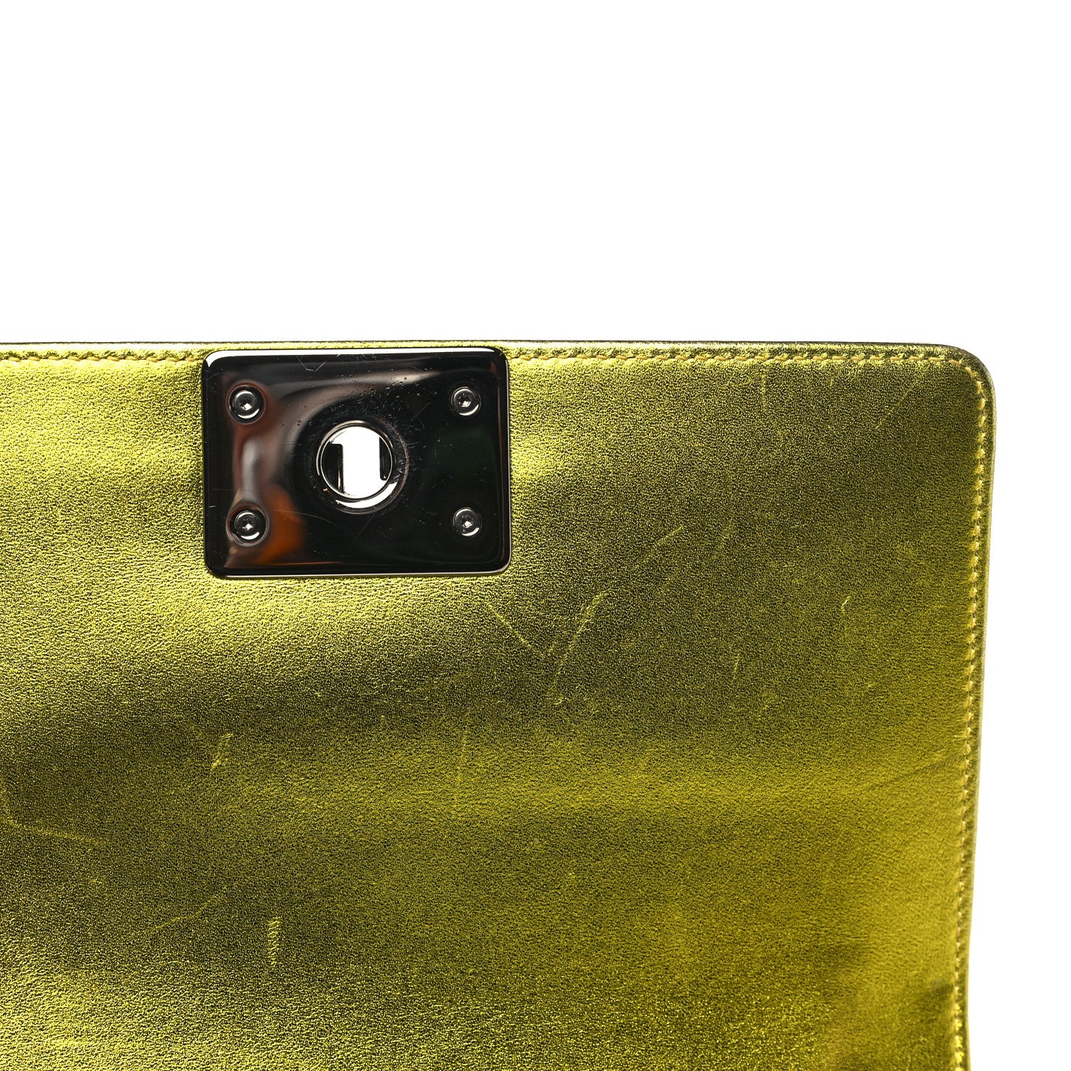 Chanel Metallic Patent Calfskin Quilted Small Boy Flap Yellow 11 of 12