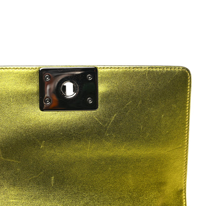 Chanel Metallic Patent Calfskin Quilted Small Boy Flap Yellow 11 of 12