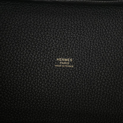 Hermes Taurillon Clemence Casaque Picotin Lock 18 PM Bleu Nuit Vert Bosphore 6 of 11