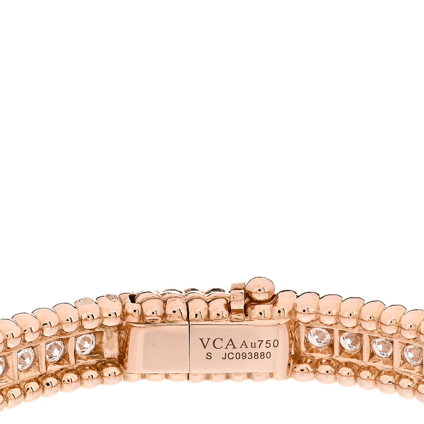 18K Rose Gold Diamond Perlee 1-Row Bangle Bracelet S
