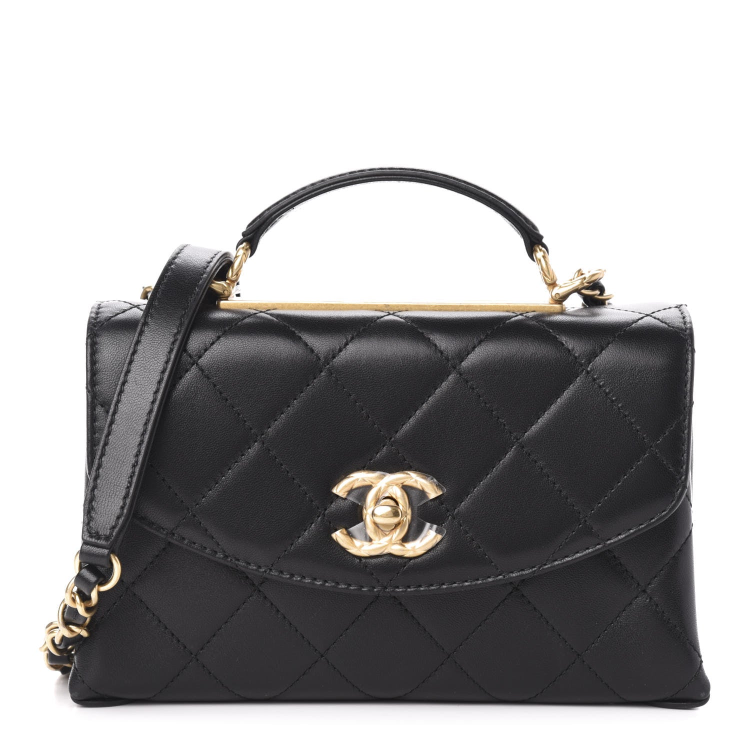 Chanel Lambskin Quilted Mini Trendy Spirit Top Handle Flap Black 1 of 10