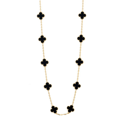 Van Cleef & Arpels 18K Yellow Gold Black Onyx 20 Motifs Vintage Alhambra Necklace 1 of 6