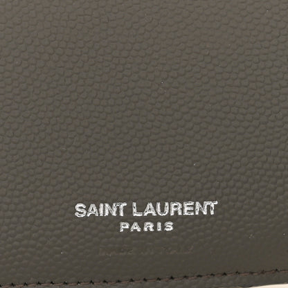 Saint Laurent Grain De Poudre Matelasse Chevron Monogram Compact Tri Fold Wallet Coffee 6 of 12