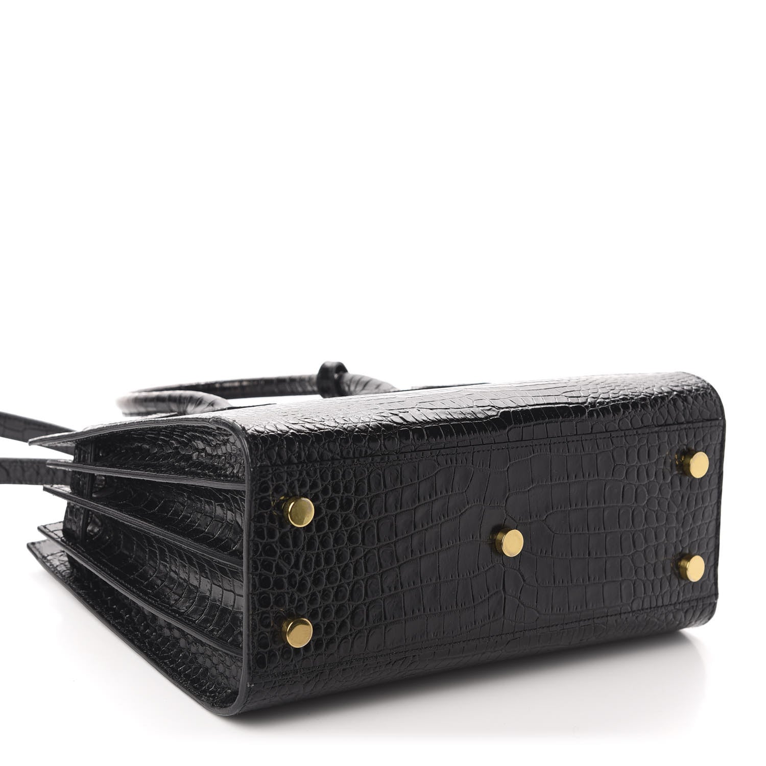 Saint Laurent Calfskin Crocodile Embossed Baby Sac De Jour Black 4 of 9