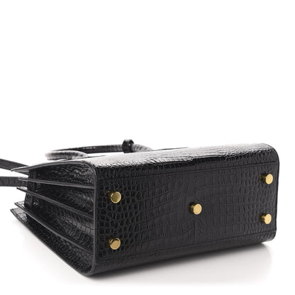 Saint Laurent Calfskin Crocodile Embossed Baby Sac De Jour Black 4 of 9