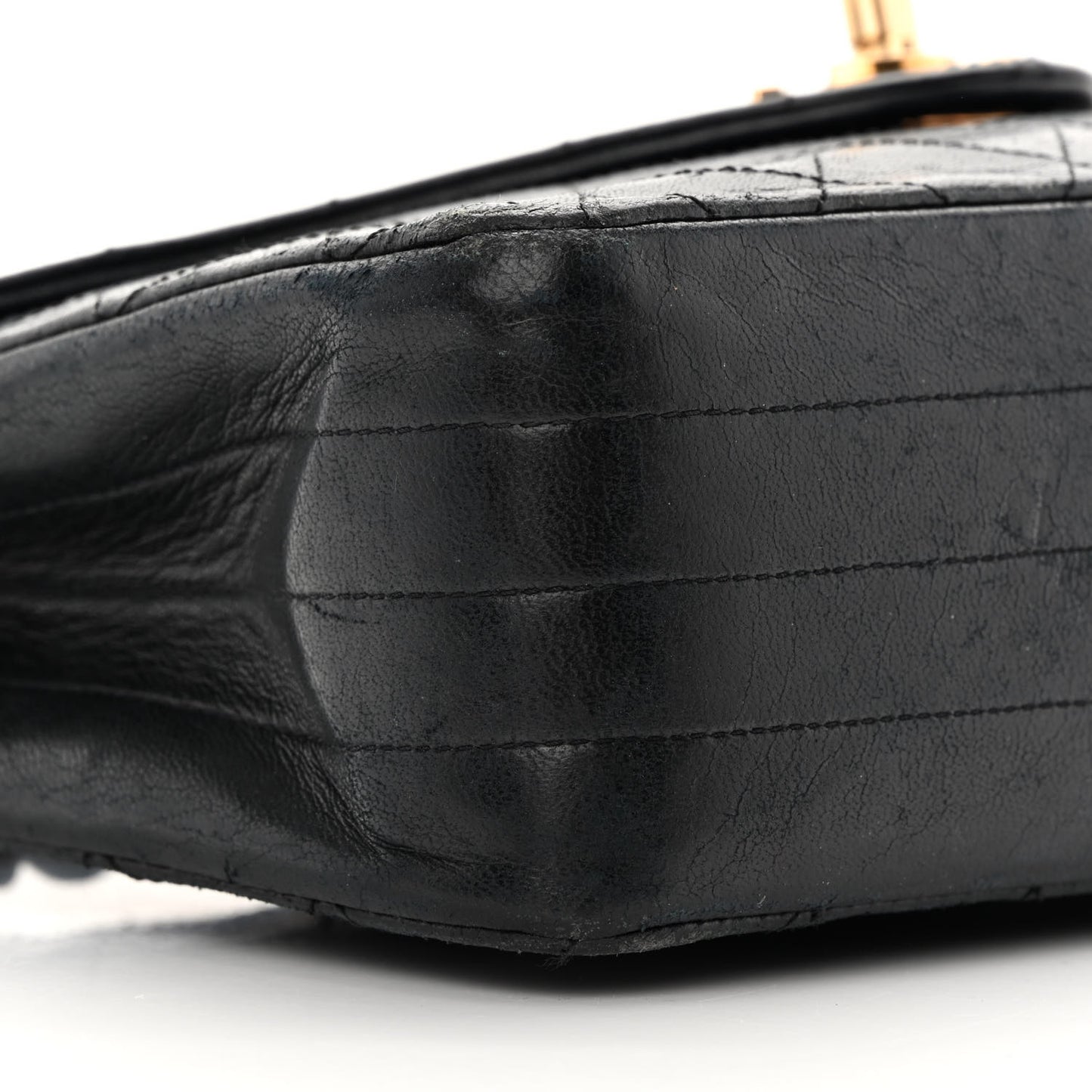 Lambskin Diamond Stitch Envelope Single Flap Black