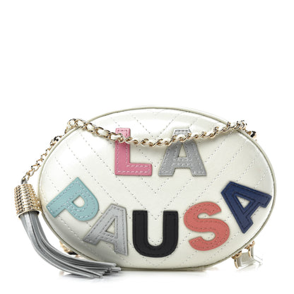 Chanel Embroidered Lambskin Chevron Quilted La Pausa Evening Bag White 1 of 11