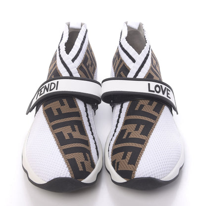 Fendi Stretch Yarn FF Stiff Band Rockoko Sneakers 39.5 White Black Tobacco 5 of 9