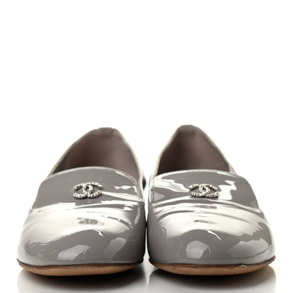 Chanel Patent Calfskin Pearl CC Loafers 37 Grey 2 of 7