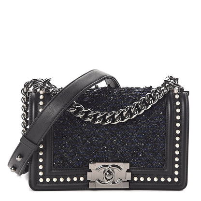 Chanel Calfskin Pearl Tweed Small Boy Flap Black 1 of 10