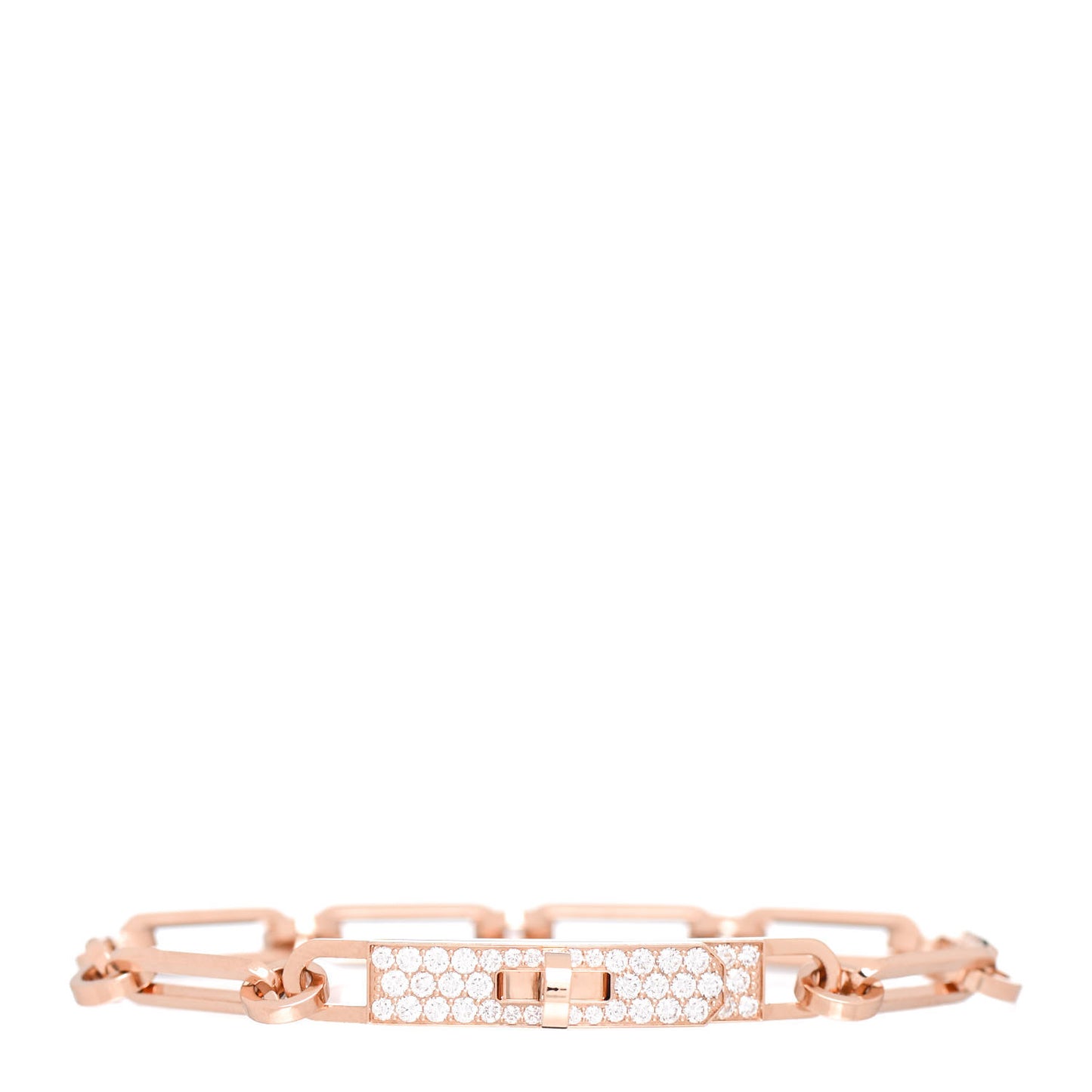 18K Rose Gold Diamond Pave PM Kelly Chaine Bracelet XS