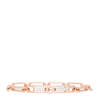 Hermes 18K Rose Gold Diamond Pave PM Kelly Chaine Bracelet XS 1 of 4