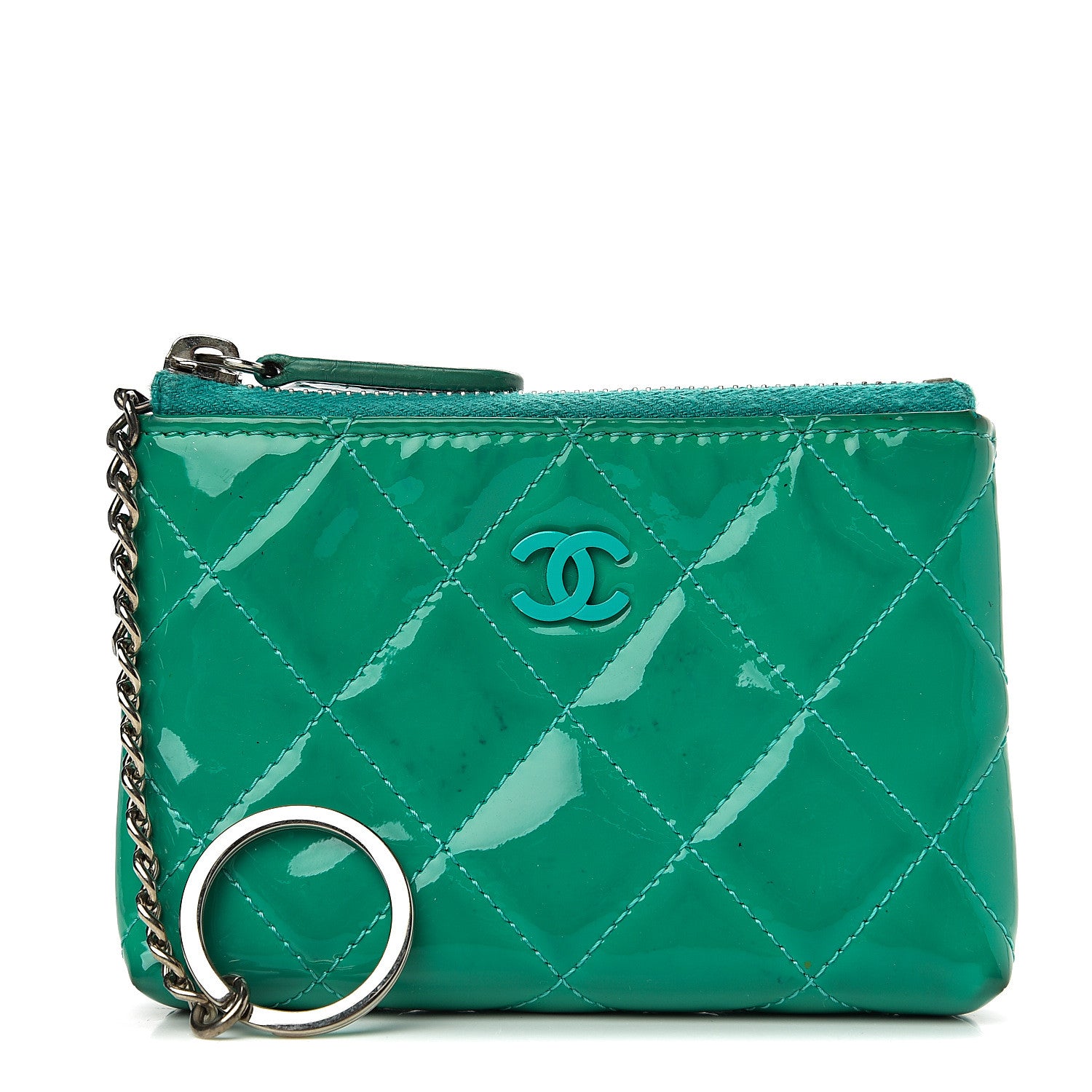 Chanel Patent Quilted Key Holder Case Green 1 of 12