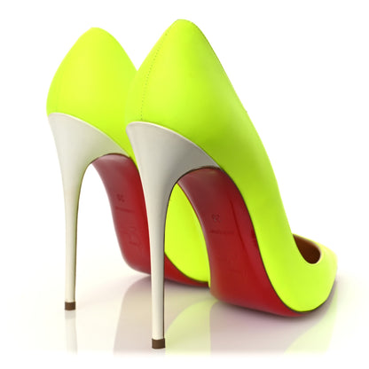 Christian Louboutin Matte Calfskin Jazz Calf Fluo So Kate 120 Pumps 38 Jaune White 5 of 13