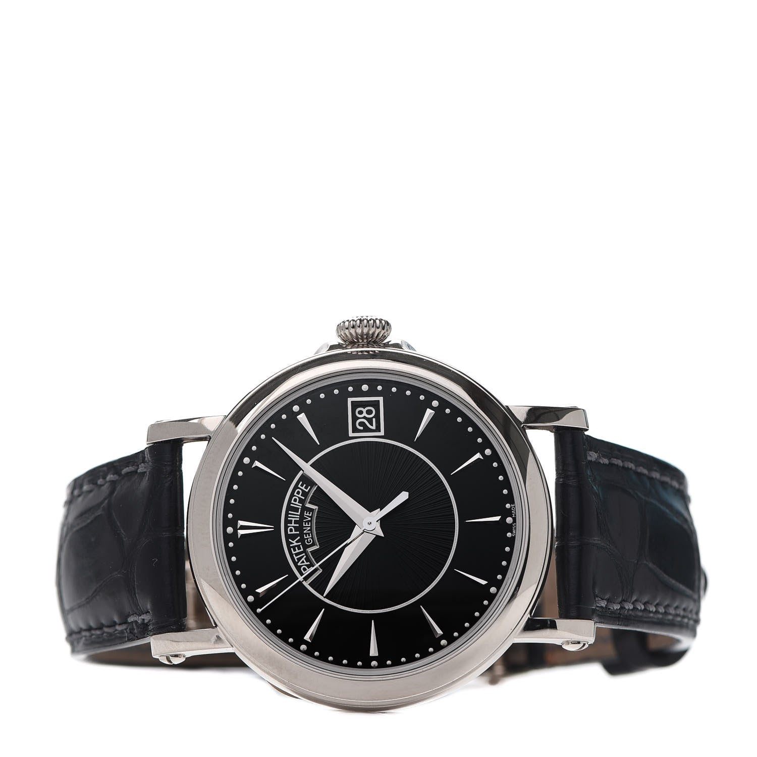 Patek Philippe 18K White Gold Alligator 38mm Calatrava Automatic Watch Black 5153G-001 2 of 6