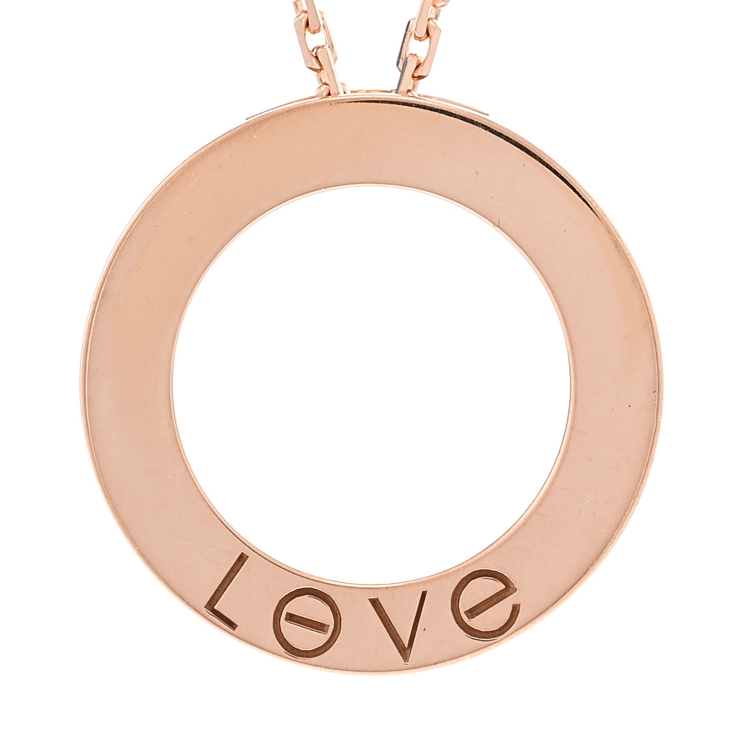 18K Pink Gold Diamond LOVE Paved Necklace