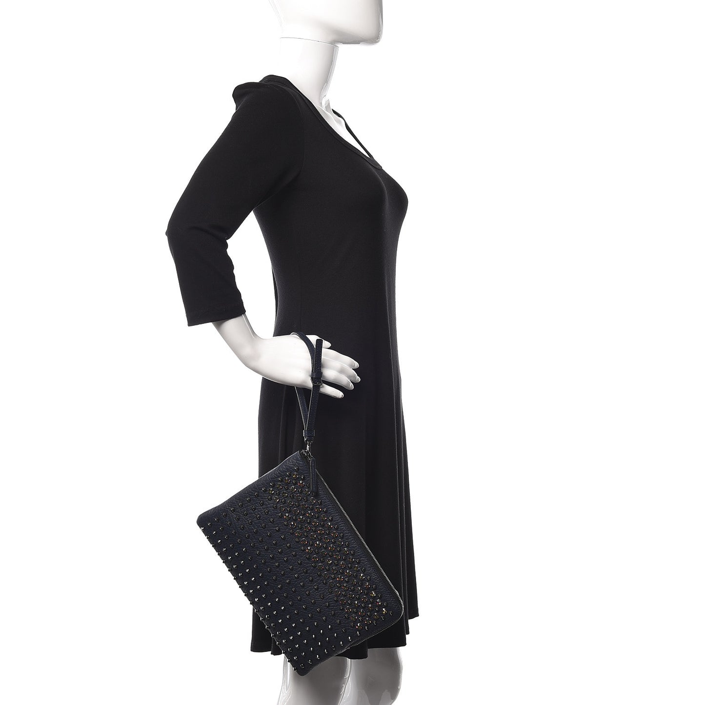 Calfskin Studded Medium Crossbody Blue
