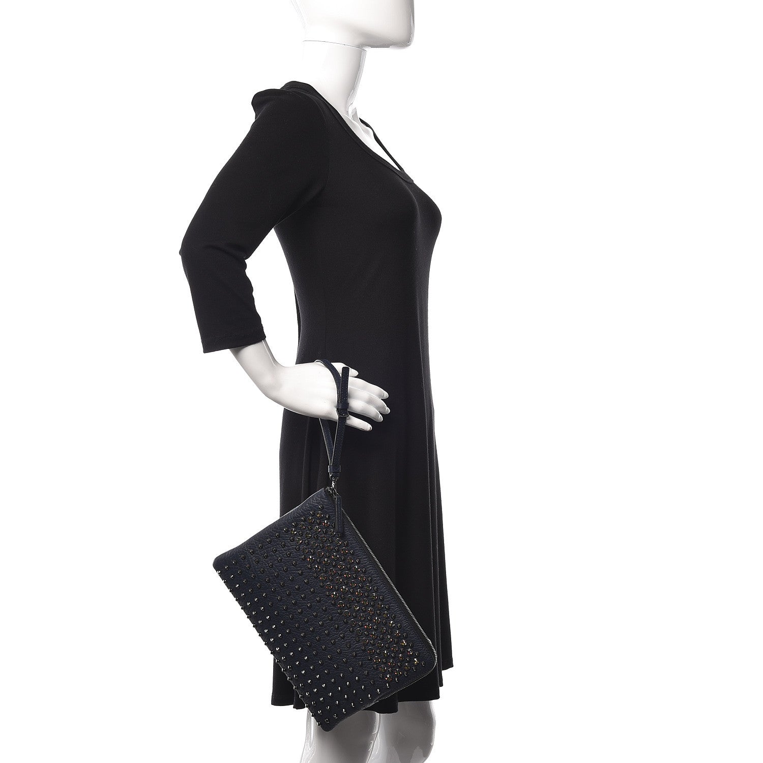 MCM Calfskin Studded Medium Crossbody Blue 3 of 11