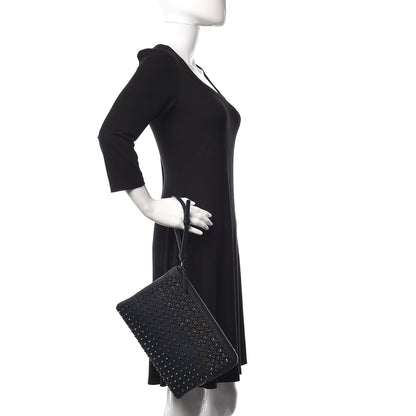 MCM Calfskin Studded Medium Crossbody Blue 3 of 11