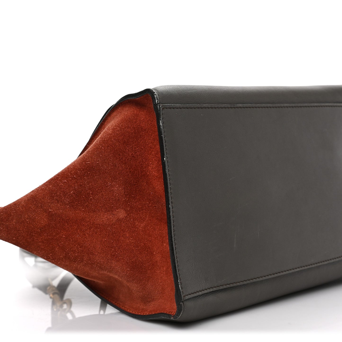Calfskin Suede Medium Tri-Color Trapeze Terracotta