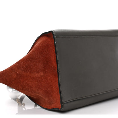 Celine Calfskin Suede Medium Tri-Color Trapeze Terracotta 8 of 11