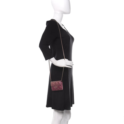 Chanel Iridescent Lambskin Quilted Flap Card Holder On Chain Purple 2 of 11