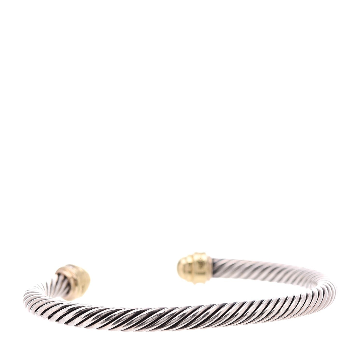 David Yurman Sterling Silver 18K Yellow Gold Diamond 5mm Cable Classics Bracelet 3 of 5